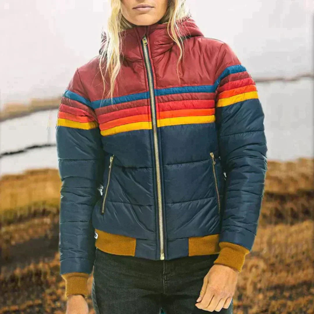 Winterjacke in Regenbogenfarben für Frauen