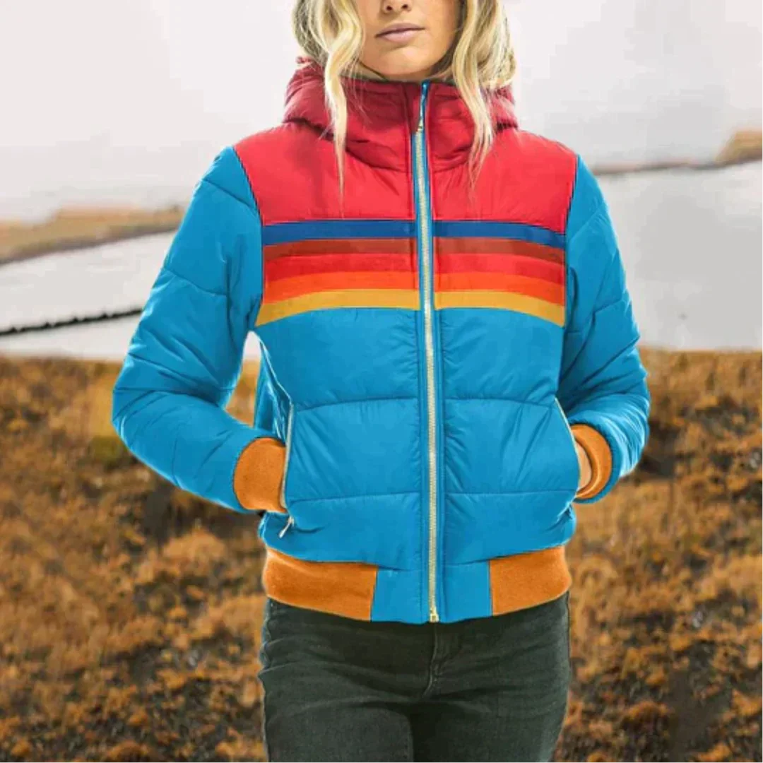 Winterjacke in Regenbogenfarben für Frauen