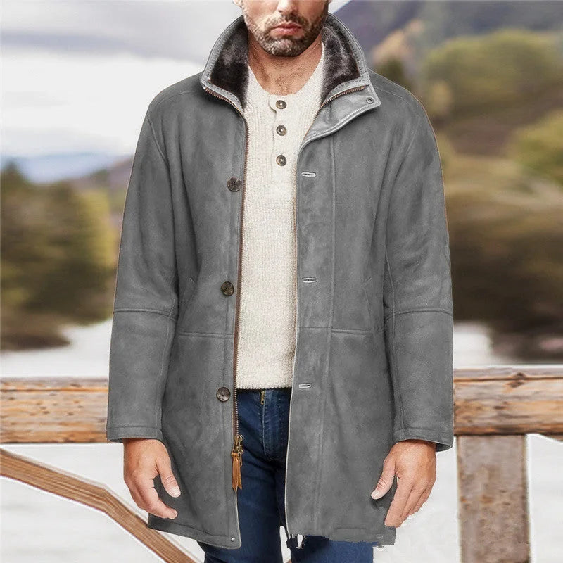 Lange wasserdichte Fleece-Winterjacke für Herren