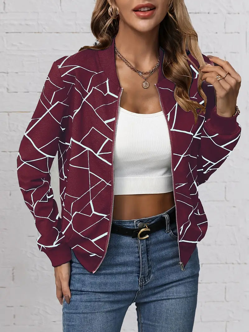 Damen Bomberjacke mit geometrischem Muster