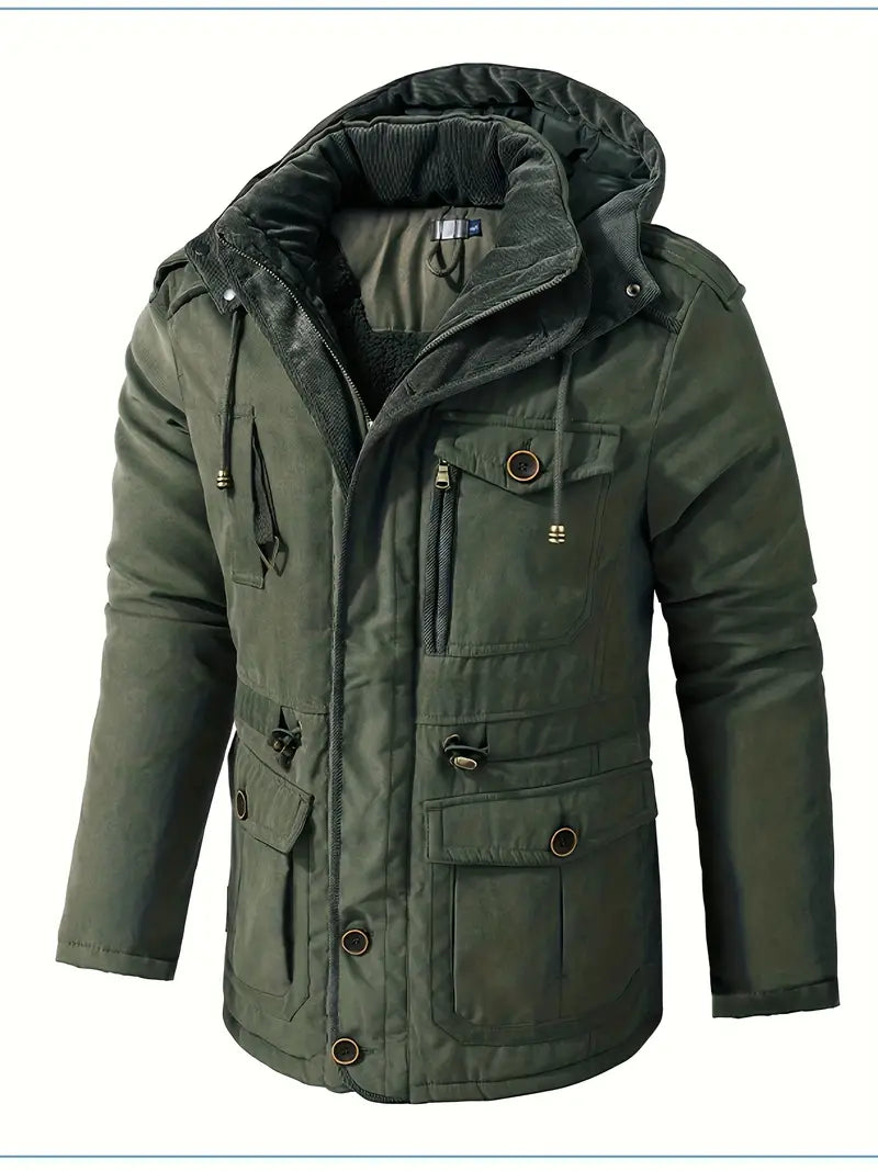 Dicke Winterjacke mit Kapuze für Herren