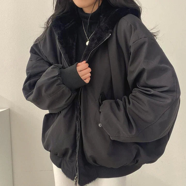 Damen warme Parkajacke mit Kapuze