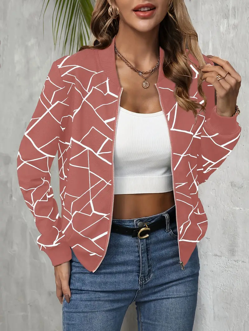 Damen Bomberjacke mit geometrischem Muster