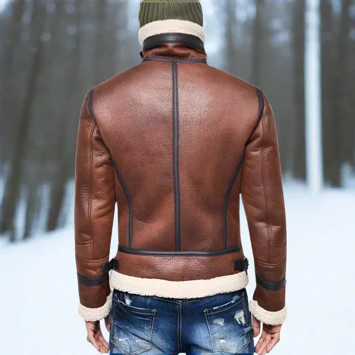 Gepolsterte dicke Lederjacke für Herren