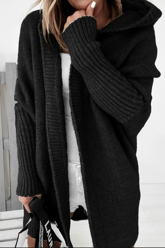 Eleganter langer Cardigan mit Kapuze für Damen