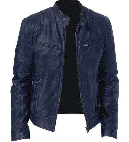 Herren Winddichte Lederjacke