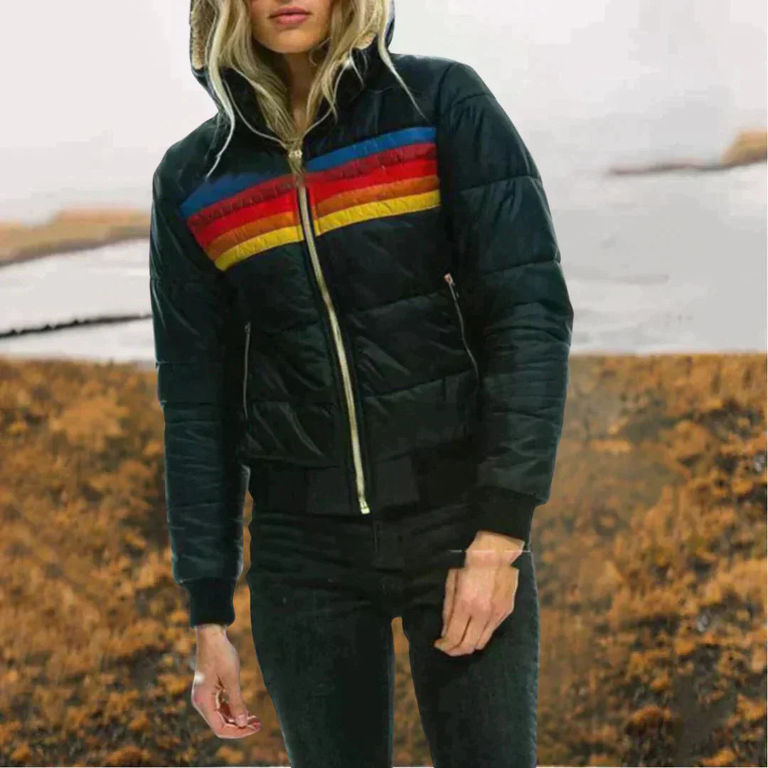 Winterjacke in Regenbogenfarben für Frauen