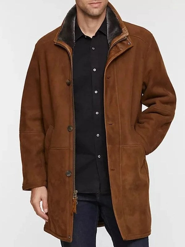 Lange wasserdichte Fleece-Winterjacke für Herren