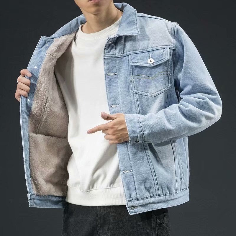 Jeansjacke mit dicker Wollfütterung für Herren