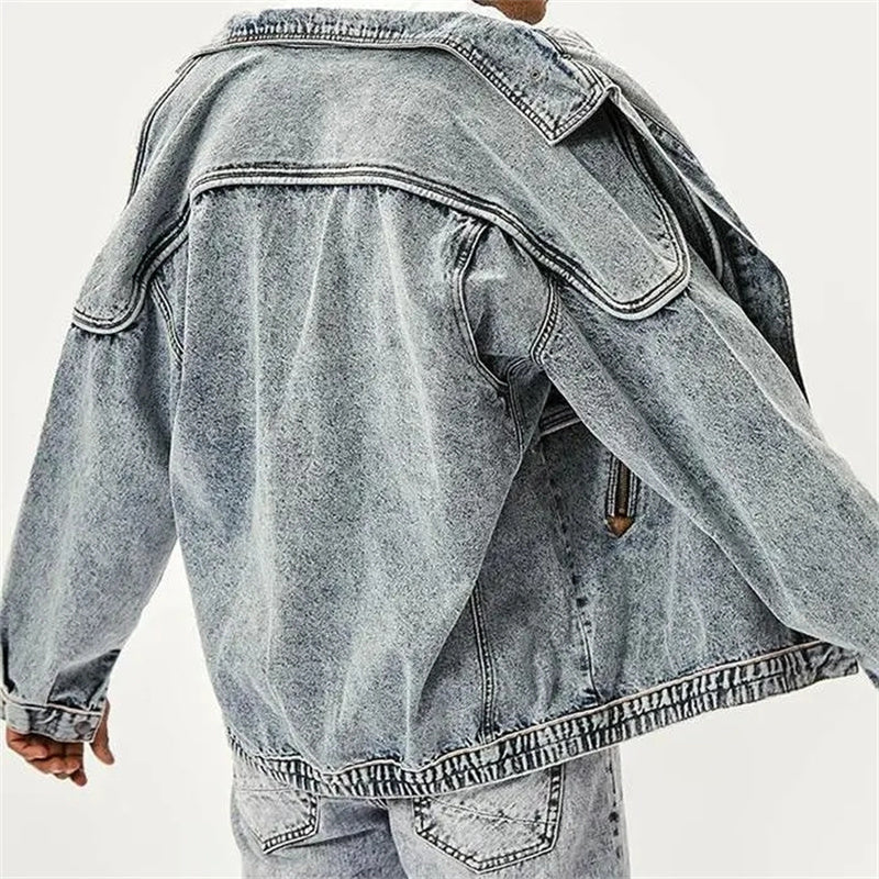 Eng anliegende Denim-Motorradjacke für Männer