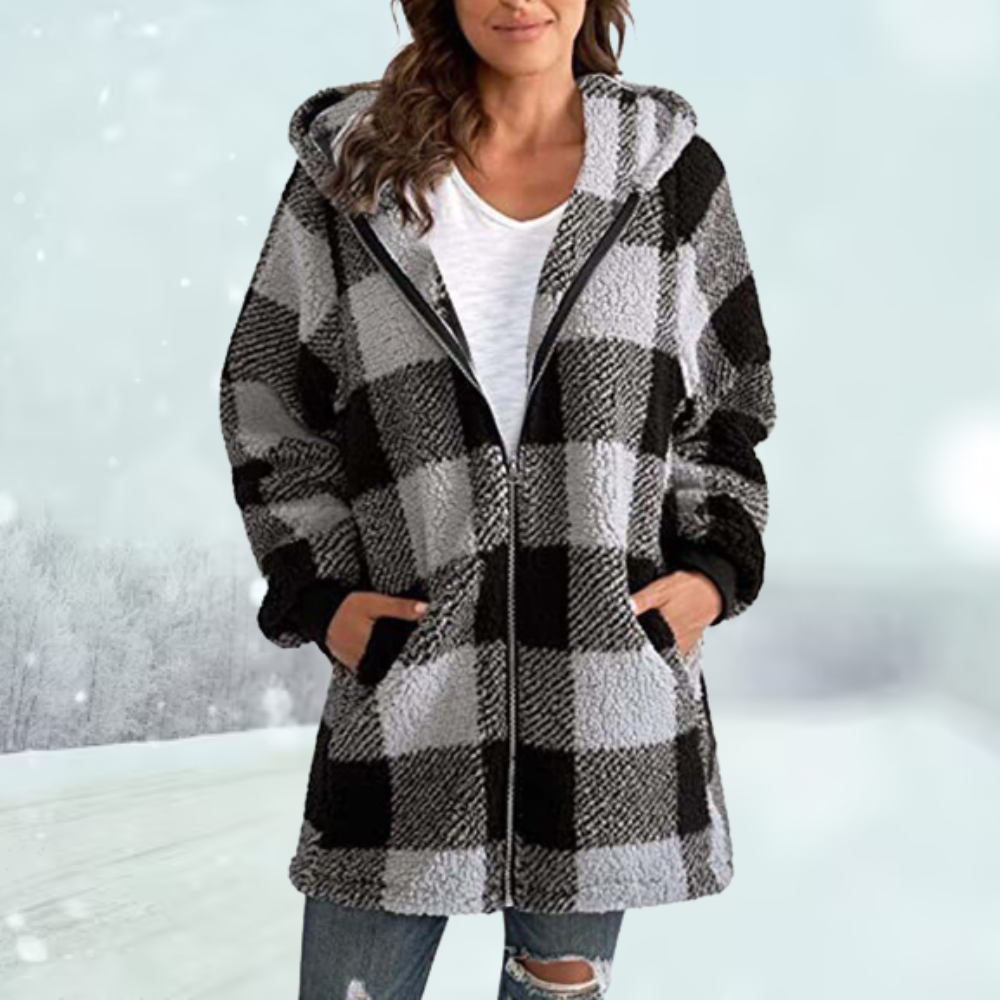 Karierte Winterjacke für Damen mit kuscheligem Warmfutter