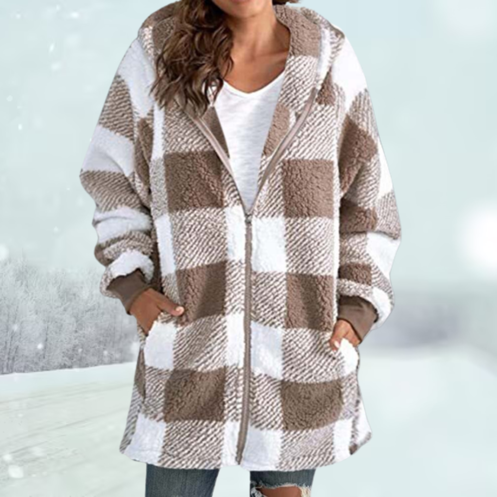 Karierte Winterjacke für Damen mit kuscheligem Warmfutter