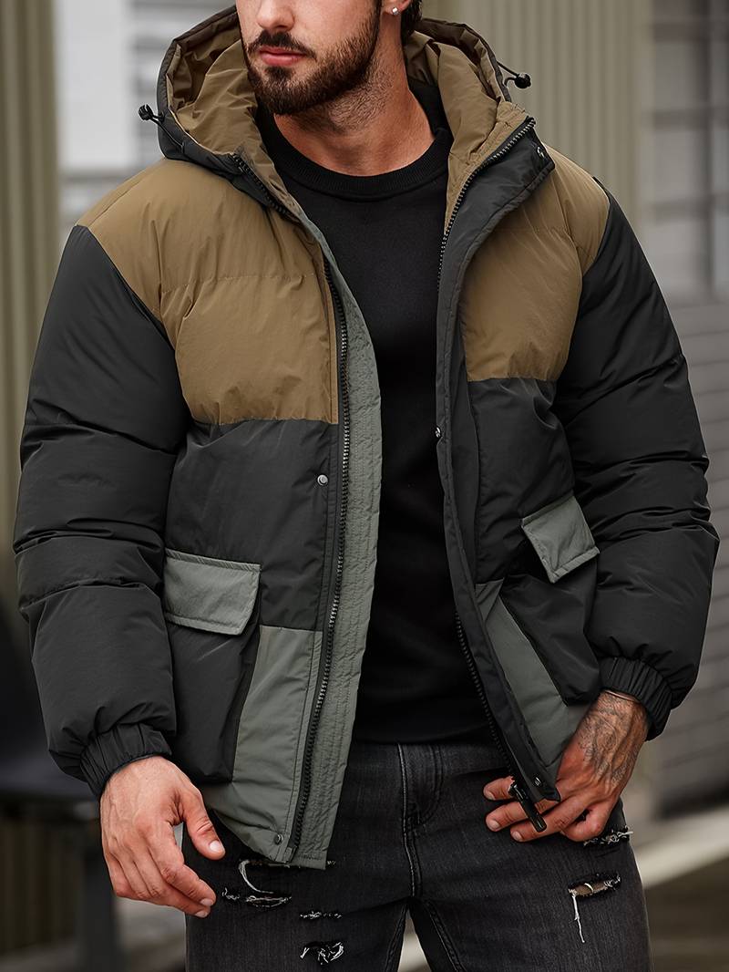 Farbenfrohe gesteppte Casual-Jacke für Herren