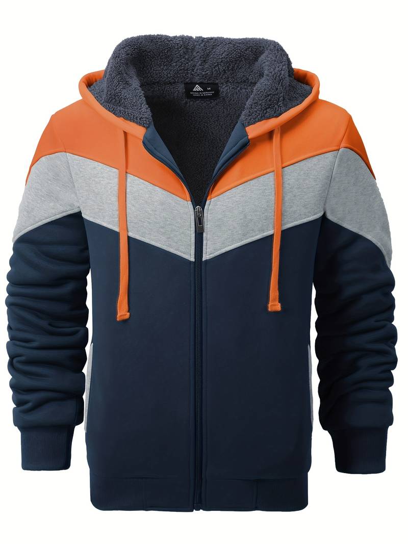 Langärmlige Herrenjacke in Trikolor-Design