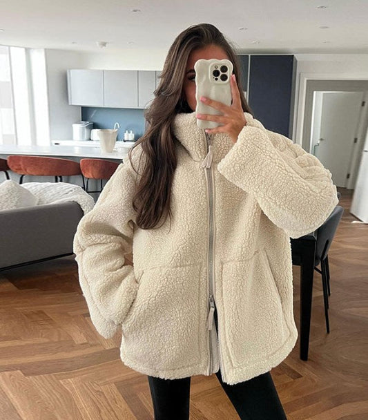 Warme Teddy-Winterjacke für Damen