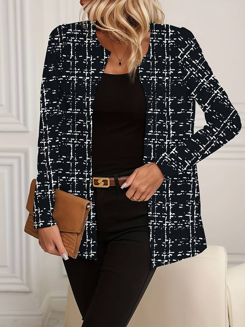 Damen langer Blazer mit Leopardenmuster und langen Ärmeln