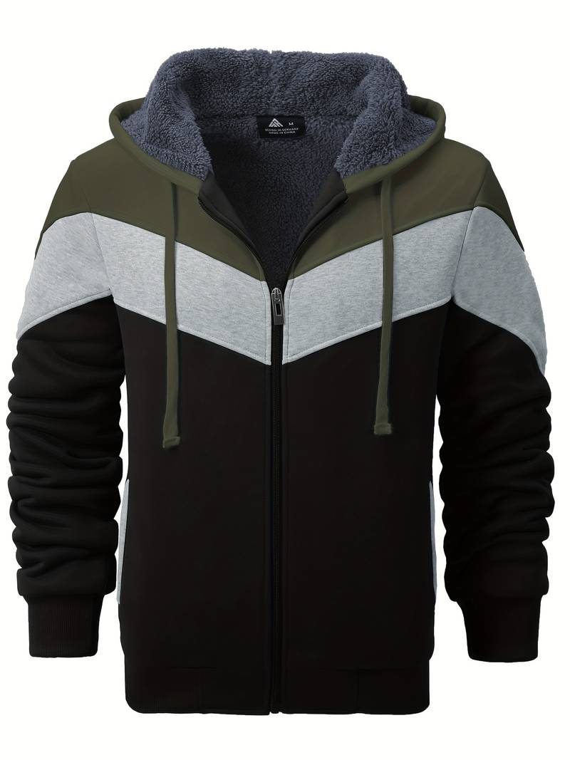 Langärmlige Herrenjacke in Trikolor-Design